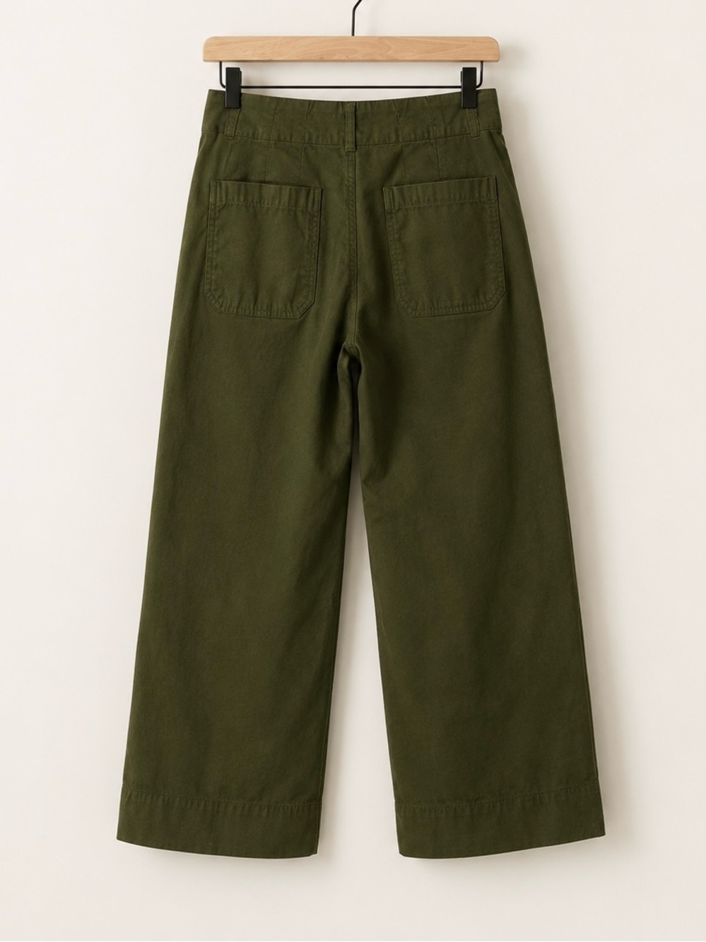 Anthropologie Maeve Colette Olive Green Crop Wide Leg Twill Pants 28 - Picture 4 of 8